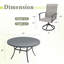 Ensemble de salle à manger de patio rond 6 chaises avec chaises pivotantes en polyester enduit de PVC 360 ° Peroson-1905407809