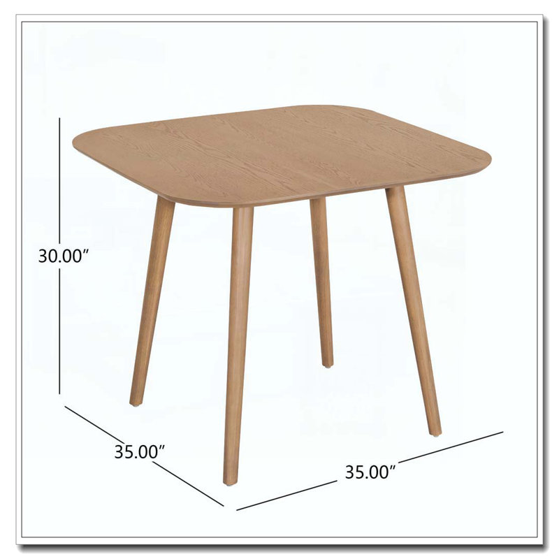 Table de salle à manger carrée en bois, Clair naturel, Clair naturel