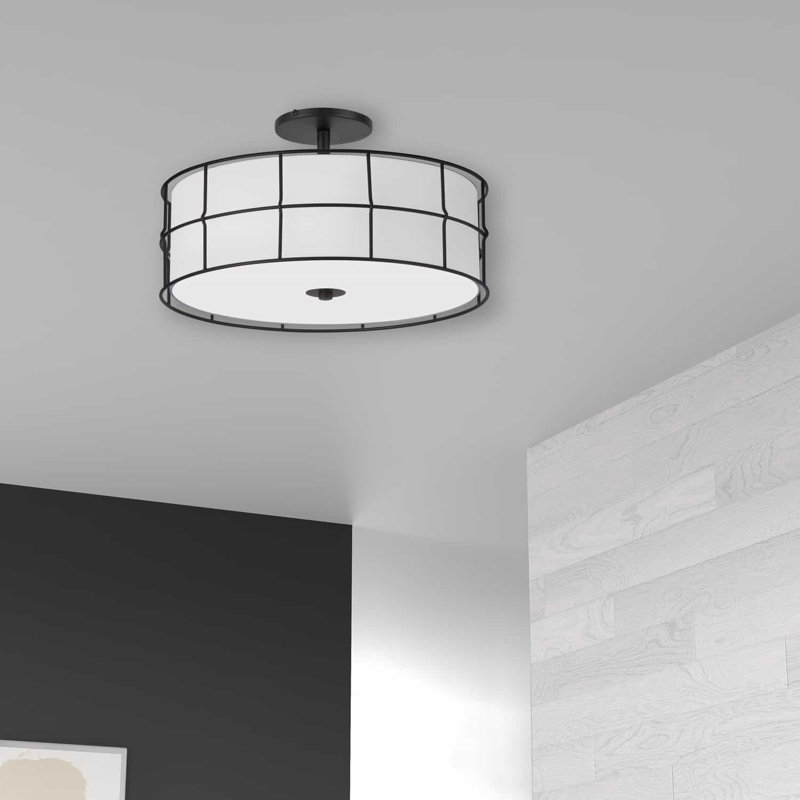 Onat Fabric Semi Flush Mount, Black