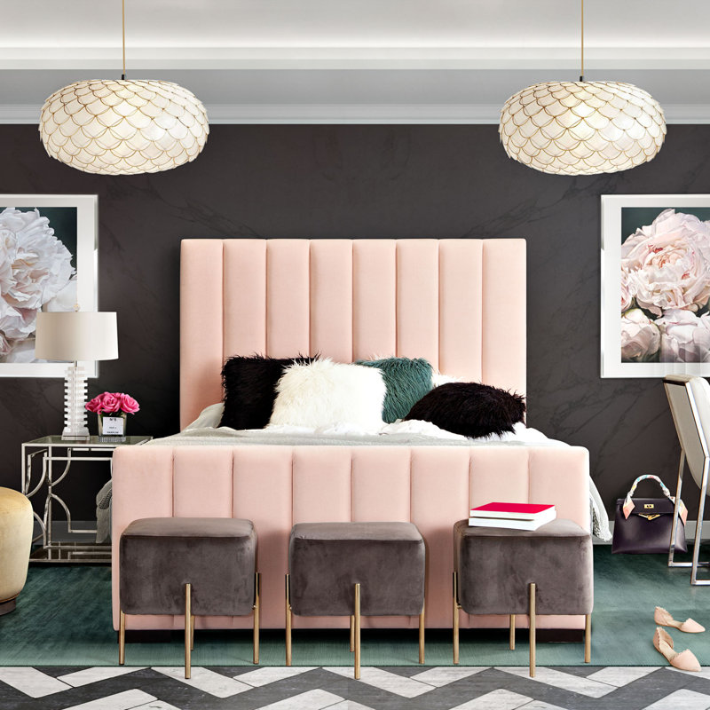 Venus Upholstered Bed, Queen, Blush Pink