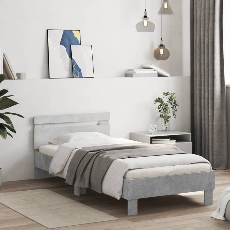 Hombach Bed Frame, European Single (90 x 200 cm), Concrete Grey