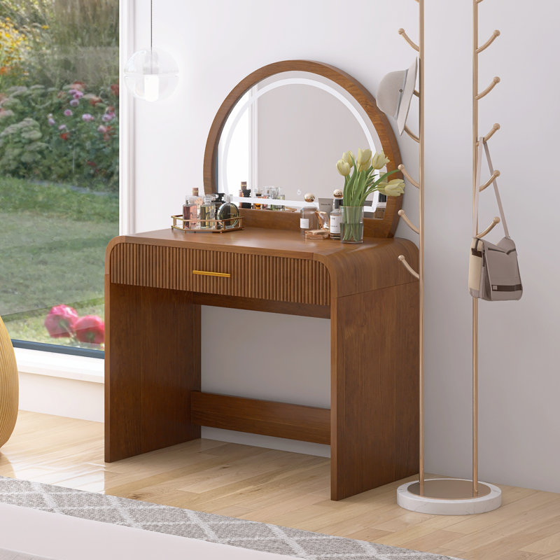 Coiffeuse 39 po avec miroir lumineux, Espresso