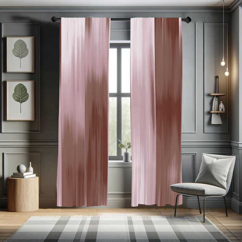Microfiber Floral Semi-Sheer Rod Pocket Curtain Panels, 28" W x 84" L, Light Brown