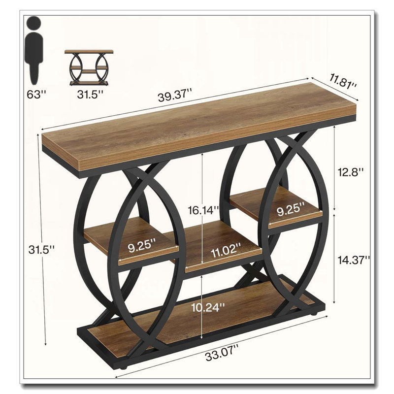 Classic Entryway Table,Practical Console Table, Black+Brown