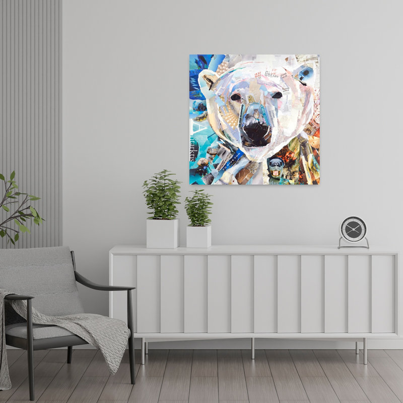 Ours polaire, art contemporain de la faune, H 24 po x l 24 po