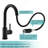 Modern Black Prep Sink Faucet With Pull Out Spray - 360 Swivel, Ceramic Filled For Bathroom Kitchen Faucets Down Rotation, Single Handle