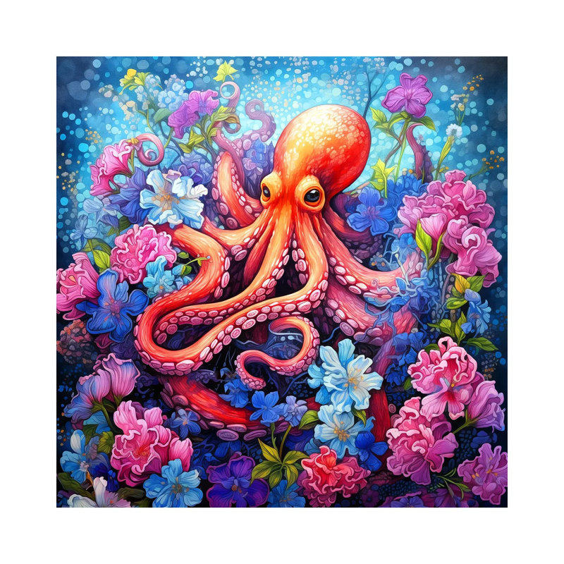 Octopus Garden, Canvas, 12" H x 12" W x 0.75" D