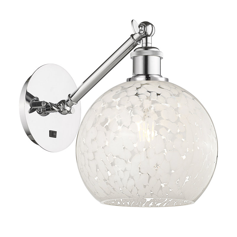 Applique murale 1 lumière Ballston White Mouchette, H 10 po x l 8 po x P 13 po, Chrome poli