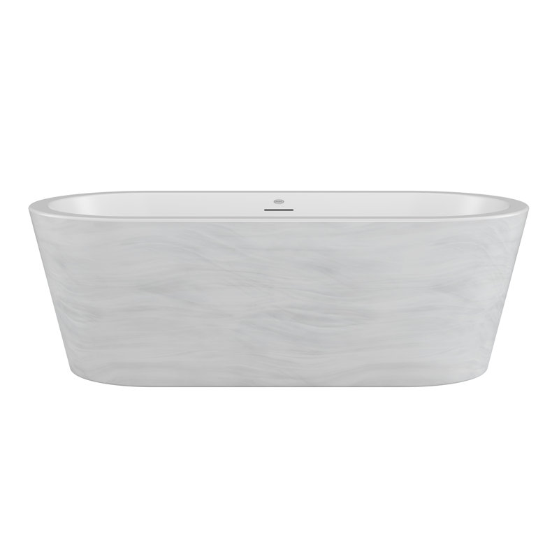 CELESTE 70"x32" Freestanding PURE AIR® Chromatherapy Bath Center Drain White with Chrome & White Toe Tap Drains
