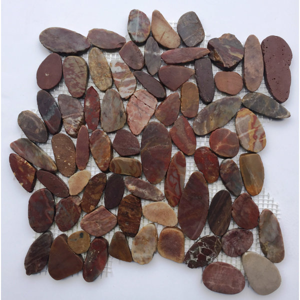 Red Flat Pebble Mosaic 12" x 12"