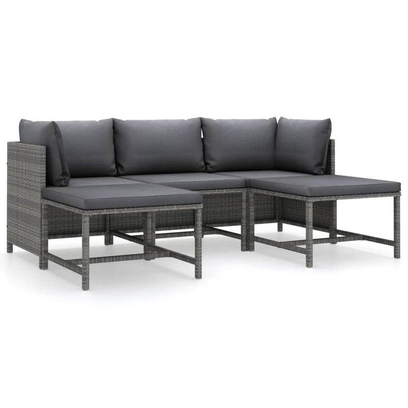 Ensemble modulaire de patio carré avec coussins 23,6 po Aighleigh, Anthracite, Gris
