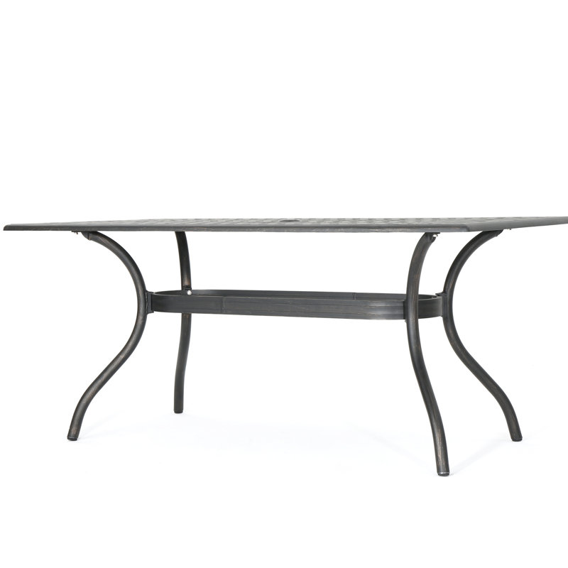 Finition en cuivre brillant 68 "Table rectangulaire en aluminium coulé pour table de patio, amélioration