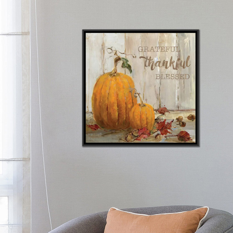 «Pumpkin Patch I», impression sur toile, H 18 po x l 18 po x P 1,5 po, Toile avec cadre noir, Pas de tapis