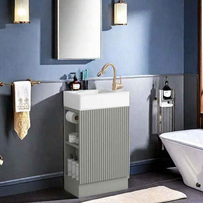 Base de meuble-lavabo simple 18,6 po seulement, Gris