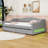 Twin XL Linen Upholstered Daybed with LED Lighting and Dual Storage Drawers-783720433