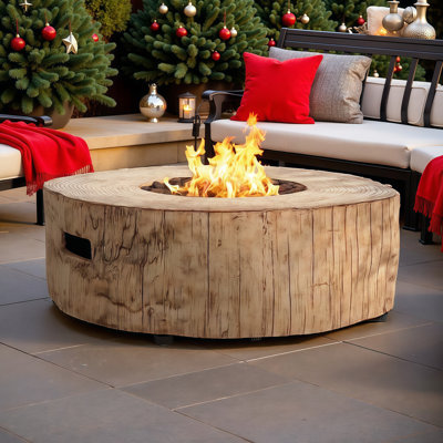 Foyer d'extérieur au propane MGO de 30 000 BTU avec design inspiré de la nature, pierres de lave et couvercle inclus - ambiance instantanée