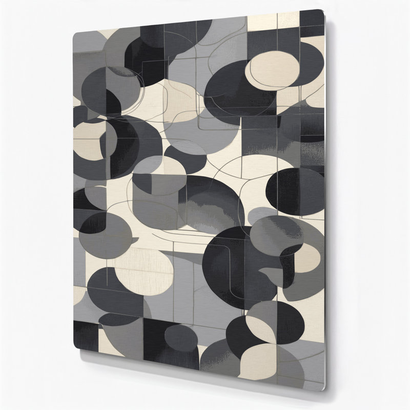 Art abstrait en métal gris, formes abstraites 2, H 11 po x l 14 po