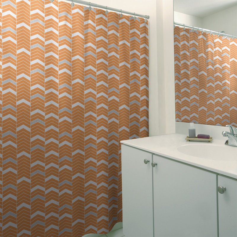 Rideau de douche simple à chevrons, Orange et gris
