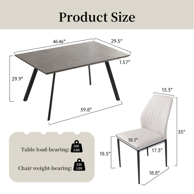 Ensemble de table de salle à manger 5 pièces Isaure, Beige