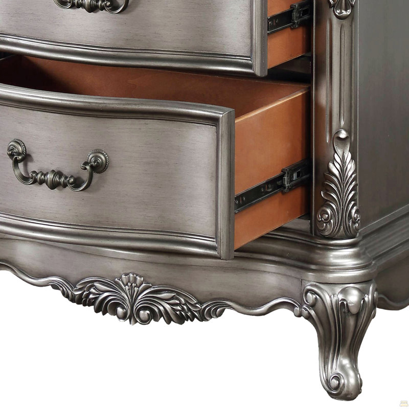 Antique Platinum 2-Drawer Nightstand