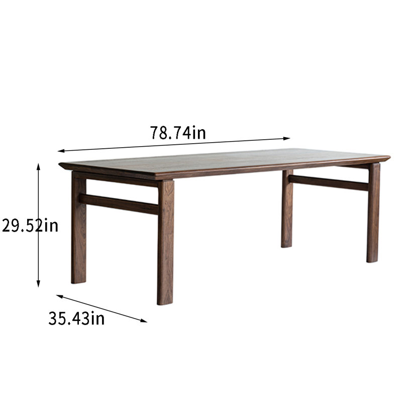 Walnut Solid Wood Dining Table, 35.43" W x 78.74" L