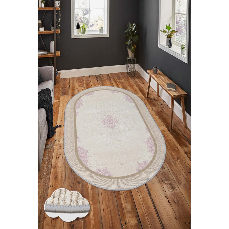 Stylish Hall Carpet (3.3 x 4.9 ft), 100% Polyester, 0.3 in Pile Height | Antibacterial, Non-Slip PVC Dot Underside | Woven Design with 3D Digital Printing | Machine Washable, Perfect for Home Décor & Comfort
