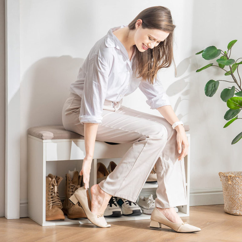 Shoe Storage Bench, White