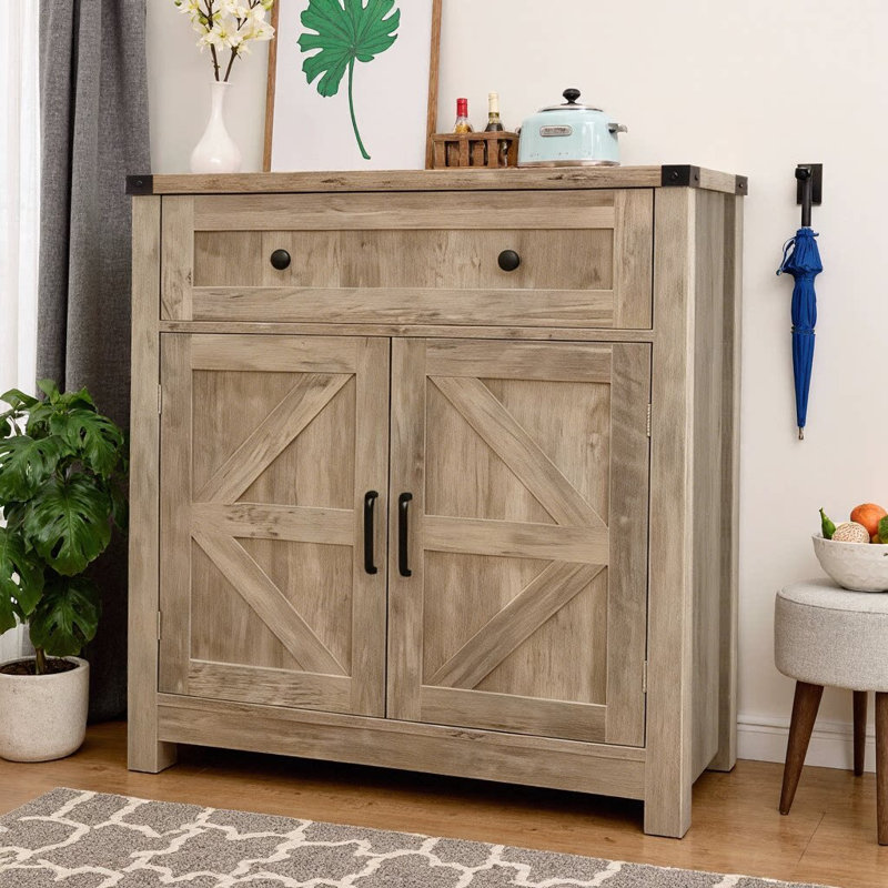 Armoire de rangement Farmhouse Farm-Door, Gris