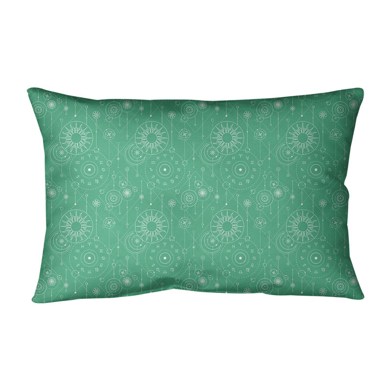 Housse et insert de coussin rectangulaire Mcguigan Astrology, 14 po x 20 po, Vert, Duvet synthétique