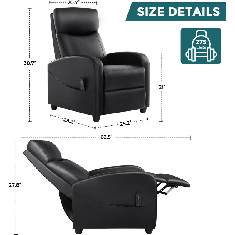 Massage Recliner Chair, Reclining Chair Home Theater Seating Single Sofa For Living Room, Adults
