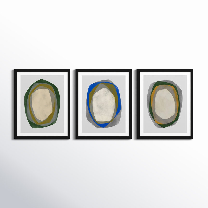 Geode 1-3 Painting by Jacques Pilon, Black Framed, 25" H x 20" W