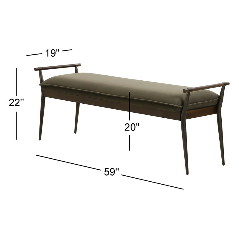 Charlotte Upholstered Bench, Modern Velvet Loden