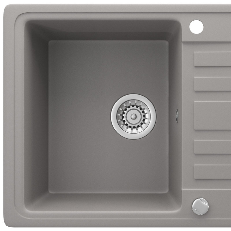 Dakota Fields Daramanivong 460mm W Single Bowl Granite Drop-In Kitchen Sink with 1 Faucet Hole, Concrete