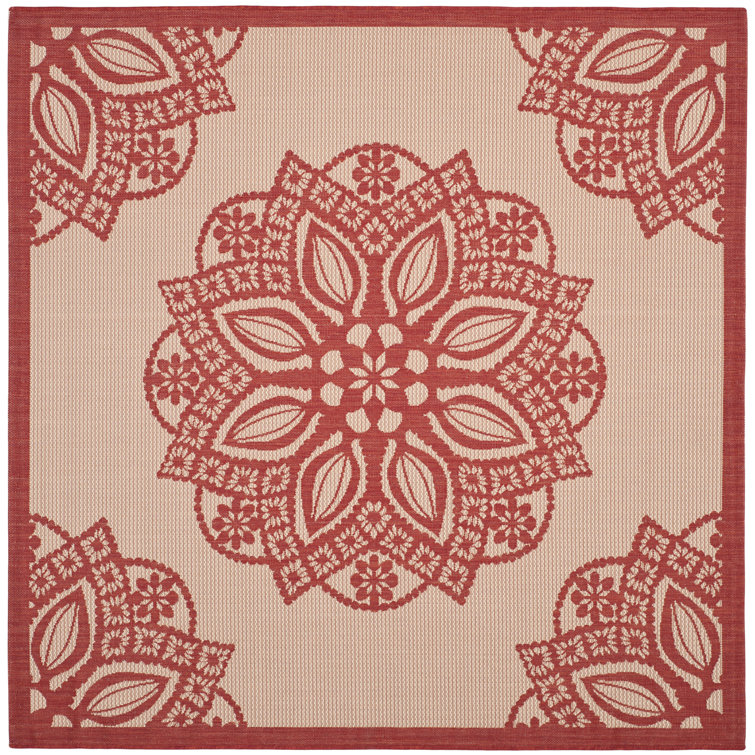 Arneshia Power Loom Beige/Red Indoor/Outdoor Area Rug