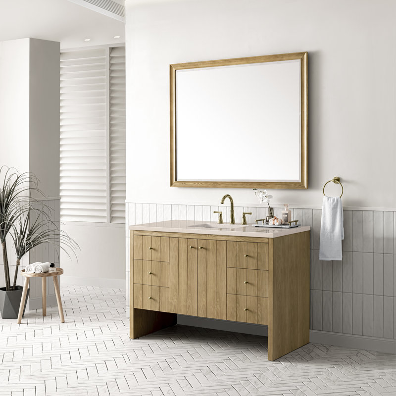 Hudson 48'' W Single Vanity, White Zeus, 8" Widespread, Light Natural Oak