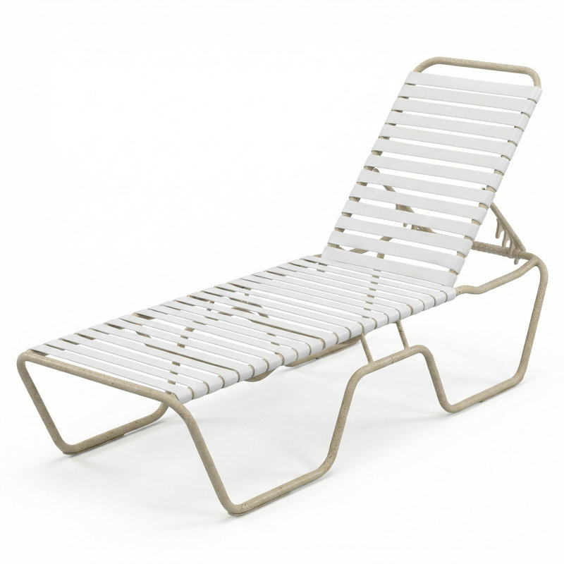 Armless Chaise, White Strap/Sandea
