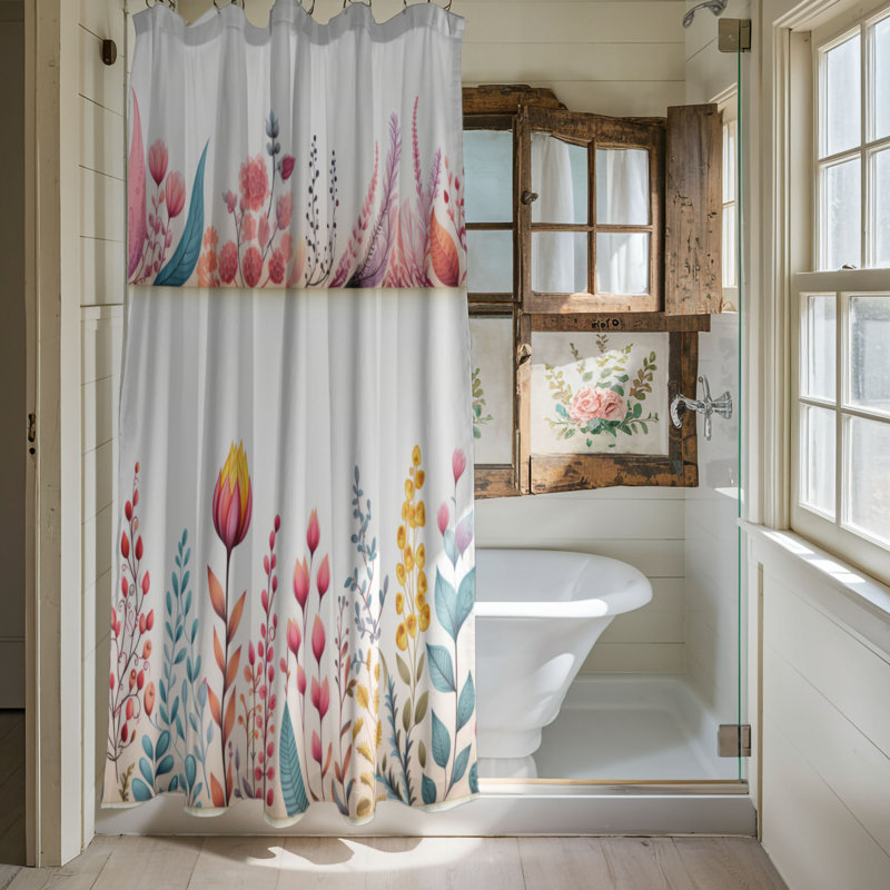 Rideau de douche Trif Floral, H 74 po x l 71 po