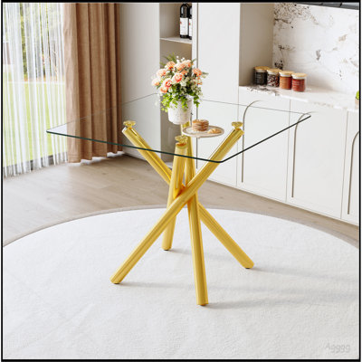 Table de bar moderne en métal galvanisé avec plateau en verre trempé, table de pub robuste à pieds croisés pour bar à la maison, îlot de cuisine, salon