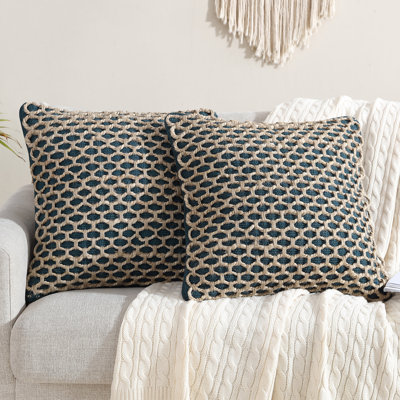 Boho Living Jada Decorative Pillow Collection Jute/Cotton Indoor Square Throw Pillow with & Insert