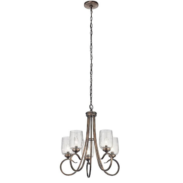 LNC Layla 6-Light Matte Gold with Cylinder Seeded Glass Candle  Modern/Contemporary LED Dry Rated Chandelier in the Chandeliers department  at