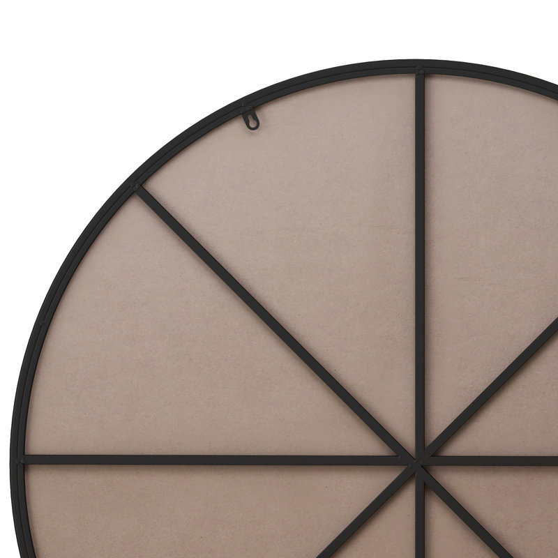 Lundon Metal Round Wall Mirror, Black, Round 38"
