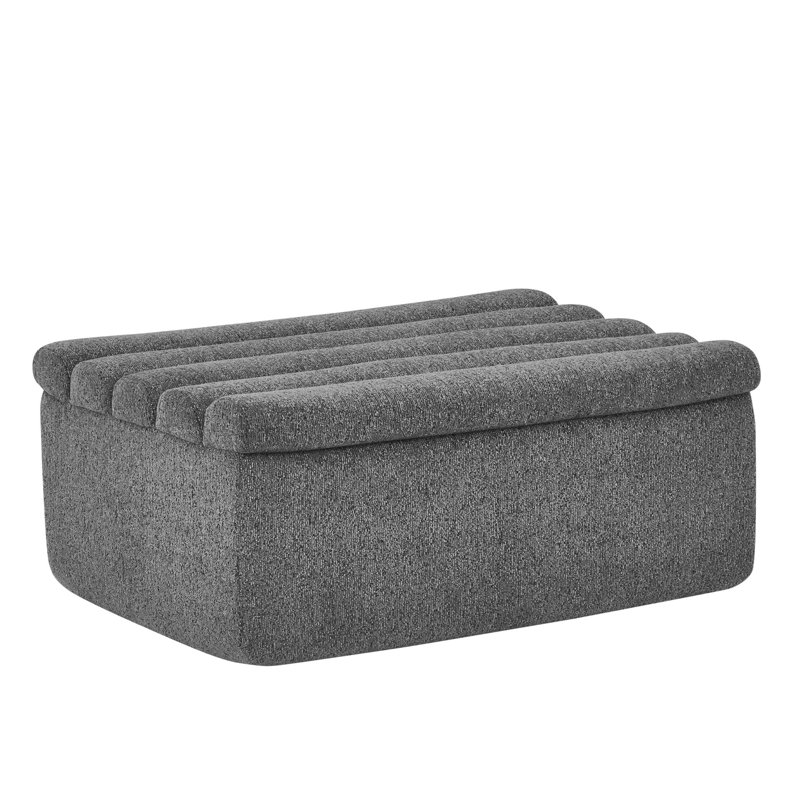 Repose-pieds rembourré polyvalent en chenille pour canapé modulaire, pour des sièges compacts et élégants, Gris foncé