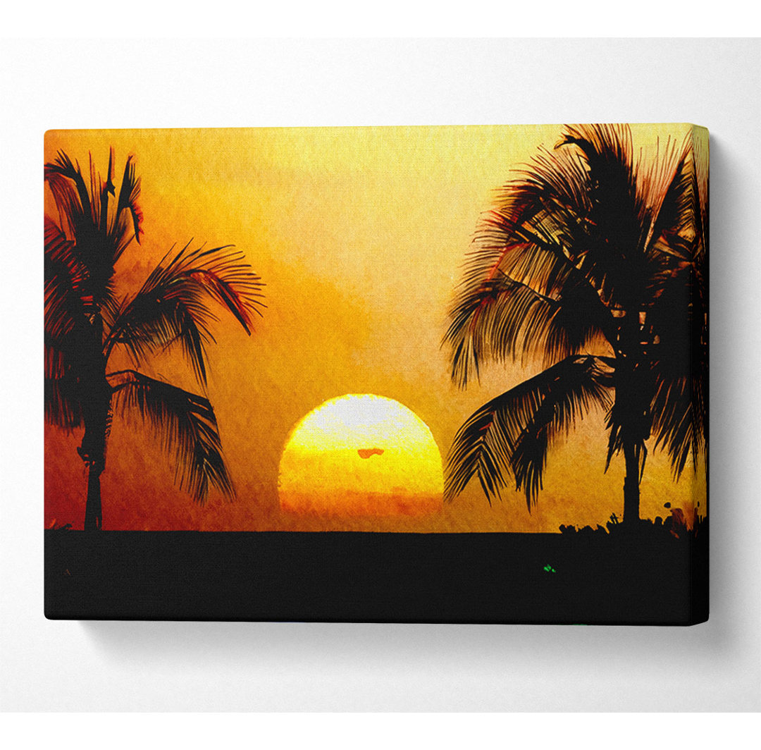 Leinwandbild Palmtree-Sonnenuntergang