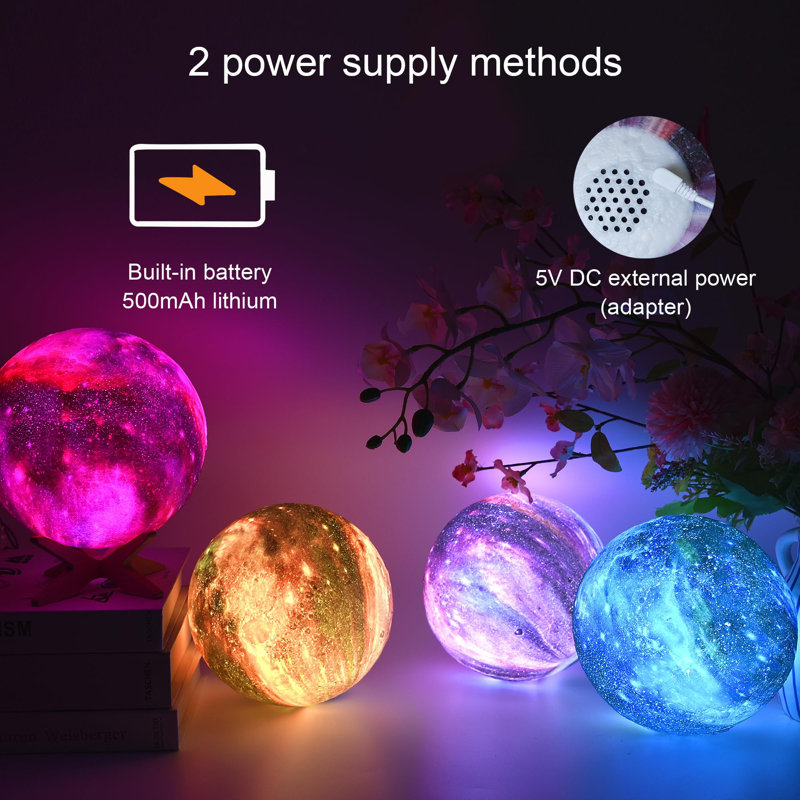 Moon Lamp with Bluetooth & White Noise, 5.9 Inch Multicolor 3D Night Light
