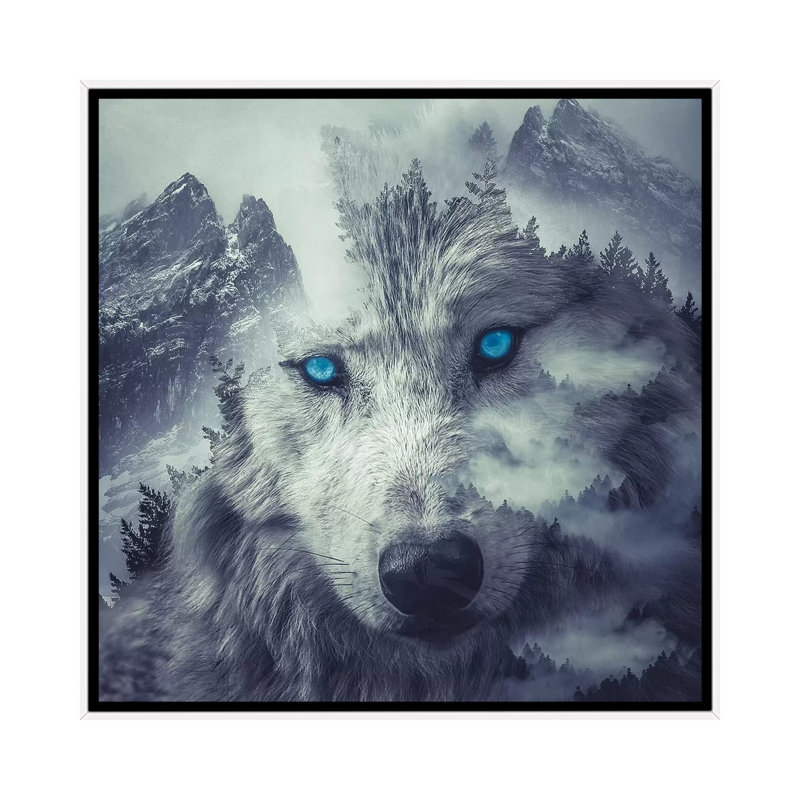 Mountain Wolf by Paul Haag - Print on Canvas, 45.72 cm H x 45.72 cm W, White Framed