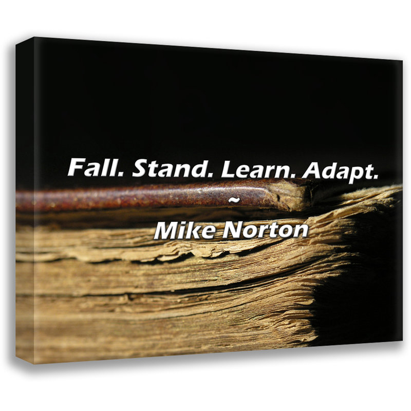Citation artistique «Fall. Stand. Learn. Adapt.» Toile tendue par Mike Norton, H 28 po x l 40 po