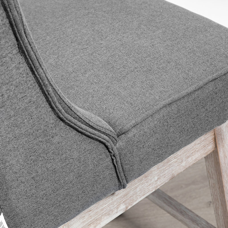 De 2 chaises de comptoir, pivotant à 180 degrés, repose-pieds en bois massif, bouton, gris, hauteur 2, gris