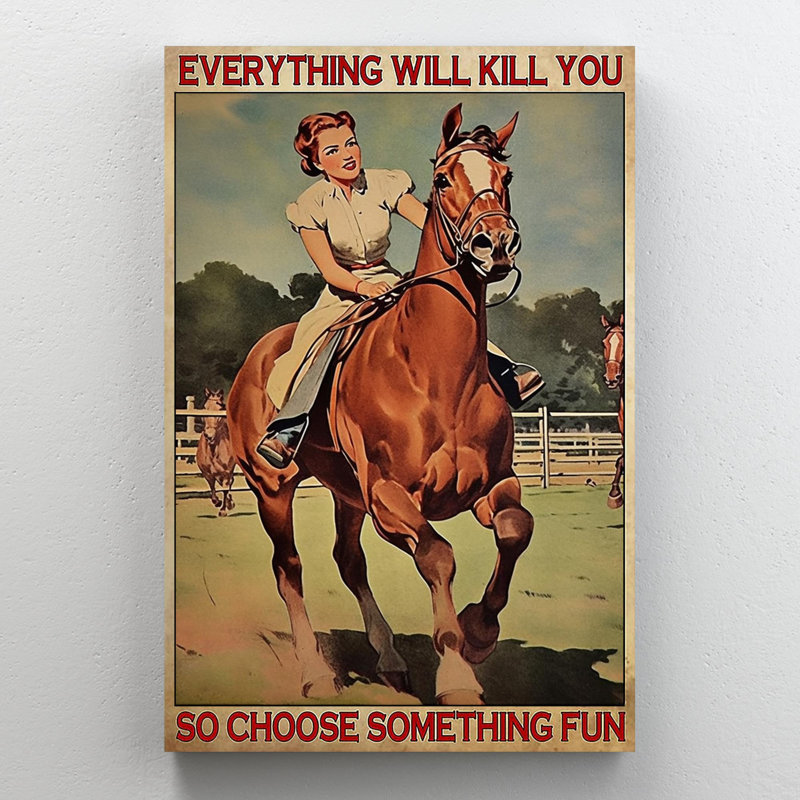 «Riding Horse So Choisissez Quelque chose amusant», reproduction d'art graphique sur toile tendue 1 pièce