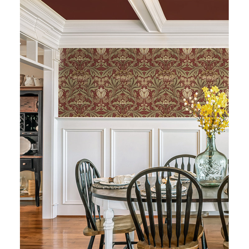 Papier peint floral Mifflintown, Argile rouge / lichen