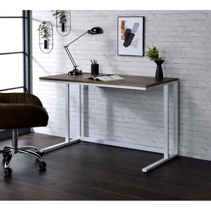 Bureau d'écriture Tyrese, Walnut/White